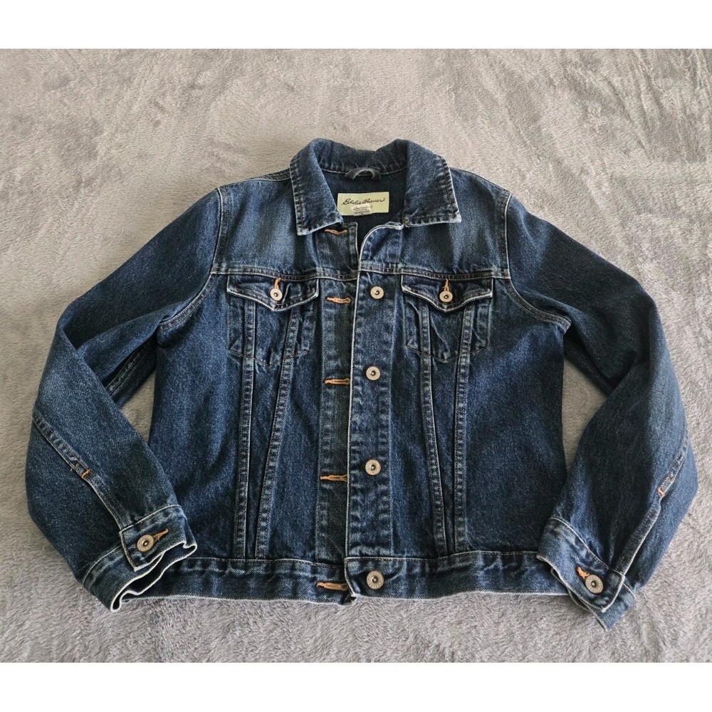 Vintage Eddie Bauer Denim Trucker Jacket Women's Small Y2K 90's Biker